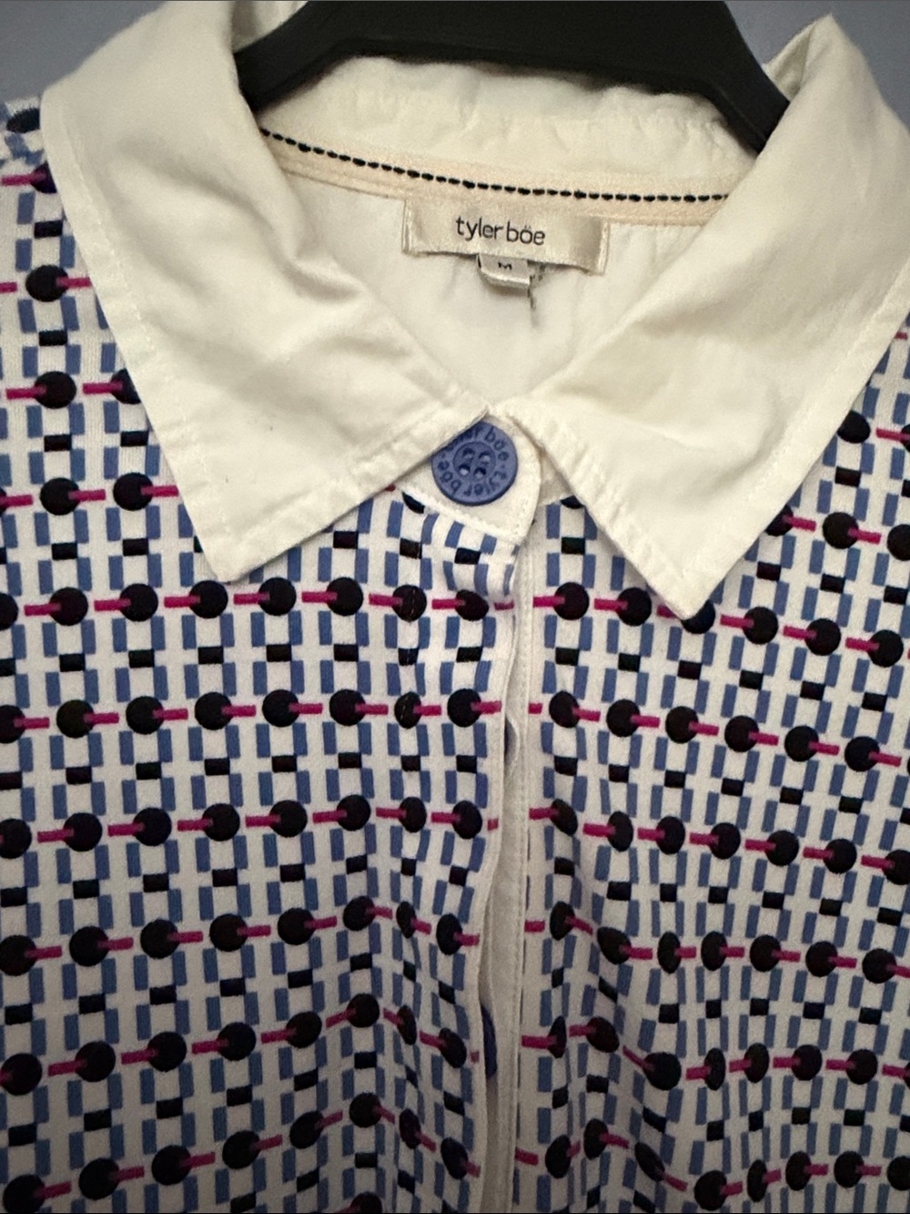 Tyler Boe Dixi Cup Polo Knit Dress Blue Geometric M - Picture 6 of 14